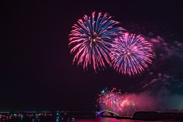 Fototapeta na wymiar Penghu International Ocean Fireworks Festival in Magong city, Penghu, Taiwan