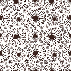 Floral pattern background with hand drawn flowers. Rustic floral design for textile, wall paper and interior decoration.