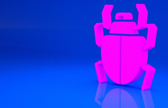 Pink Mite icon isolated on blue background. Minimalism concept. 3d illustration. 3D render..