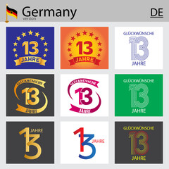 German set of number 13 templates