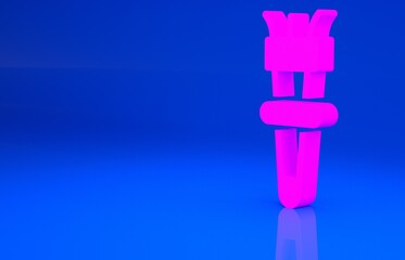 Pink Torch flame icon isolated on blue background. Symbol fire hot, flame power, flaming and heat. Minimalism concept. 3d illustration. 3D render..