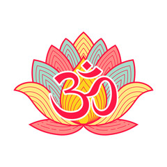 Om symbol on lotus background