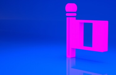 Pink Flag Italy icon isolated on blue background. Minimalism concept. 3d illustration. 3D render..