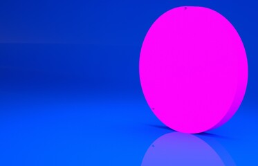 Pink Ancient Greek coin icon isolated on blue background. Minimalism concept. 3d illustration. 3D render..