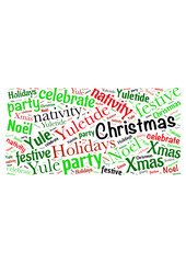 Illustration of a word cloud with words representing Christmas