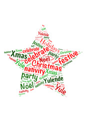 Illustration of a word cloud with words representing Christmas
