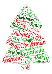 Illustration of a word cloud with words representing Christmas