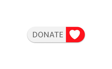 Voluntary and donation concept. Donate button icon. White button with white heart symbol isolated