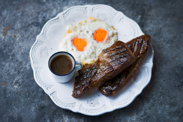 rustic american australian steak and eggs breakfast