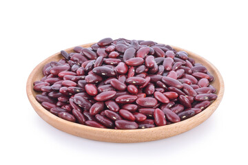 Red beans in a dish on a white background