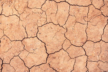 Cracked soil ground ,desert cracks, Dry soil Arid, drought land. Caused by global warming and deforestation.