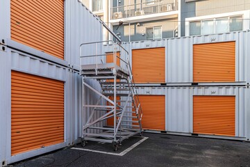 Outside atmosphere of a small rental storage room