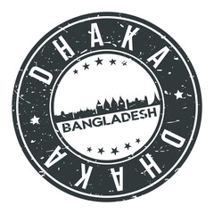 Dhaka Bangladesh Round Stamp Icon Skyline City Badge.