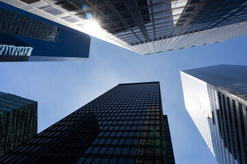 Fototapeta na wymiar A Variety of Office Skyscrapers in Lower Manhattan of New York City