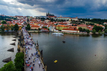 Fototapeta na wymiar Prague, The Czech Republic: Beautiful view from Old Town Bridge Tower