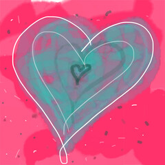 Blue heart with pink background 