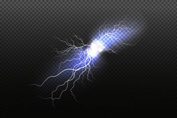 Sparkling lightning on black background.Bright lighting effects.