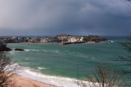 Stormclouds over St. Ives from Porthminster Point, Cormwall, UK