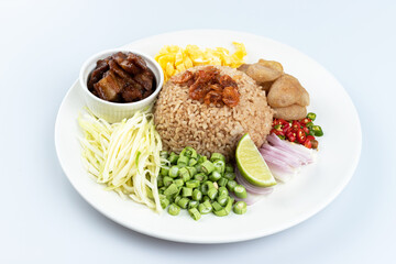 thai fried rice with shrimp paste, khao kluk kapi