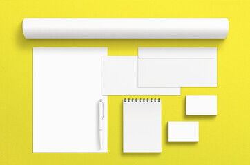 Corporate Stationery Set Mockup with movable objects and changeable background