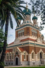 Fototapeta na wymiar St.Micolas russian orthodox church. City of Nice, southern France 