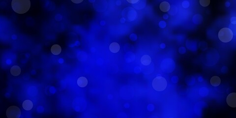 Dark BLUE vector backdrop with dots. Glitter abstract illustration with colorful drops. Pattern for websites.