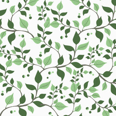 Illustration wallpaper light beautiful background with green leaves and branches