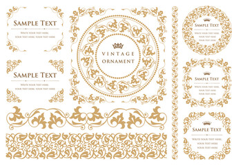 vintage ornament set. decorative borders and frames.