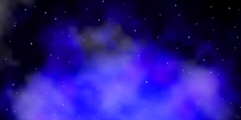 Fototapeta na wymiar Dark BLUE vector background with small and big stars. Shining colorful illustration with small and big stars. Theme for cell phones.