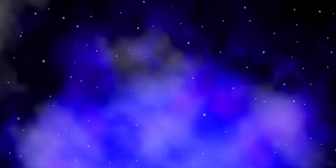 Dark BLUE vector background with small and big stars. Shining colorful illustration with small and big stars. Theme for cell phones.