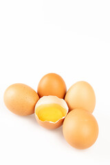 Close up of an egg isolated on white background