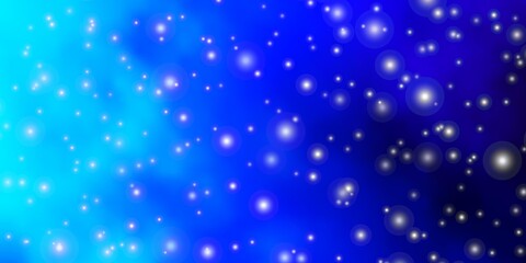 Dark BLUE vector background with colorful stars. Modern geometric abstract illustration with stars. Best design for your ad, poster, banner.