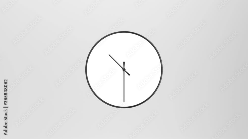 Poster clock arrow animation. minimal white design on a gray background. 3d rendering
