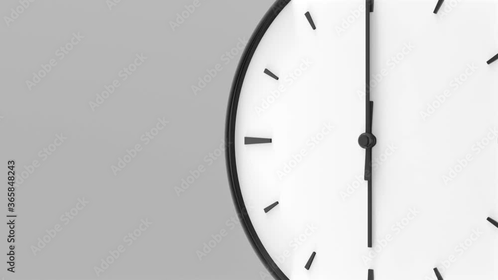 Poster clock arrow close up animation. minimal white design on a gray background. 3d rendering