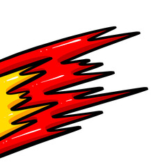 Obraz na płótnie Canvas Cartoon Fire Explosion Red on White Background Like a Weapon Being Fired