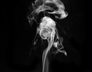 Fototapeta premium abstract fragment movement of white smoke on black background.