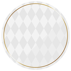 円形のフレーム　ホワイト＆ゴールド　全面にダイヤパターン