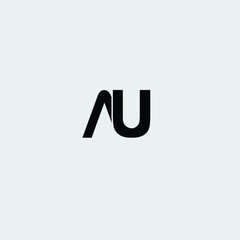 Creative Professional Trendy and Minimal Letter AU Logo Design in Black and White Color, Initial Based Alphabet Icon Logo in Editable Vector Format