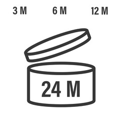 3 6 12 24 M period after opening PAO symbol for cosmetics packaging