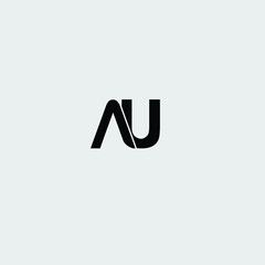Creative Professional Trendy and Minimal Letter AU Logo Design in Black and White Color, Initial Based Alphabet Icon Logo in Editable Vector Format