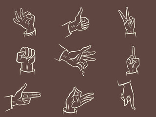 Fototapeta na wymiar fingers a set of hand gestures