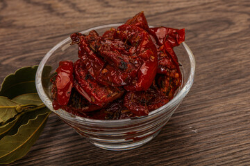 Dry tomato heap in the bowl