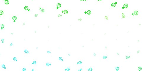Light Green vector texture with women's rights symbols.