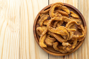Pork rind pork scratching pork crackling in Thailand