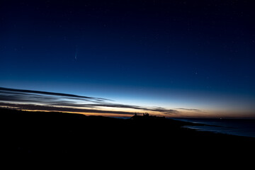 Neowise Comet over Dunstanburgh Castle, Northumberland.