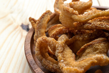 Pork rind pork scratching pork crackling in Thailand