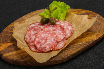 Spanish Salchichon sausage with salad