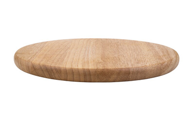 Round chopping board isolated on white background	
