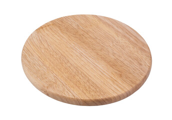 Round cutting board isolated on white background	
