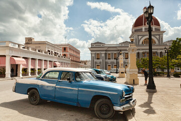 Colorful vintage american car in Cienfuegos, Cuba